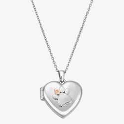 Clogau Paw Print Heart White Topaz Locket 3SPWP0617