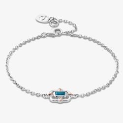 Clogau Silver & 9ct Rose Gold Enchanted Gateways Swiss Blue Topaz Bracelet 3SEGW0732