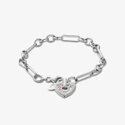 Clogau Cariad Sparkle Silver Topaz Heart Chain Link Bracelet 3SCRS0156