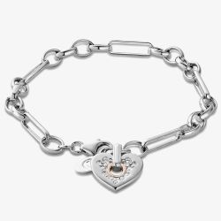 Clogau Cariad Sparkle Silver Topaz Heart Chain Link Bracelet 3SCRS0156