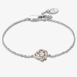 Clogau Always In My Heart Silver Topaz Interlocking Heart Bracelet 3SAMH0090