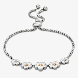Clogau Sterling Silver & Rose Gold Forget Me Not Flower Toggle Bracelet 3SFMN904