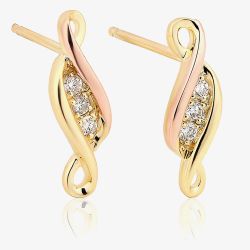 Clogau 9ct Gold Past Present Future Stud Earrings PPFE