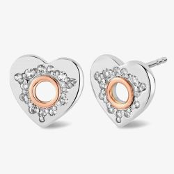 Clogau Cariad Silver Sparkle Heart Stud Earrings 3SCRS0652