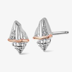 Clogau Natures Wonder Silver & 9ct Rose Gold Sea Shell Stud Earrings 3SBCH0750