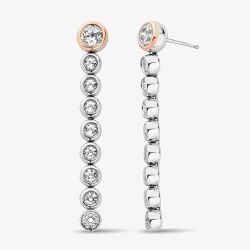 Clogau Celebration Silver White Topaz Drop-Hoop Earrings 3SCLC0799