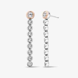 Clogau Celebration Silver White Topaz Drop-Hoop Earrings 3SCLC0799