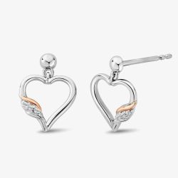 Clogau Past Present Future Silver White Topaz Heart Stud Earrings 3SPPF0800