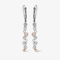 Clogau Celebration Silver 9ct Rose Gold Topaz Circle Dropper Earrings 3SME2