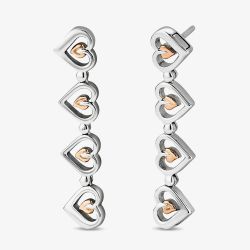 Clogau Tree Of Life Silver Heart Drop Stud Earrings 3SHEA884