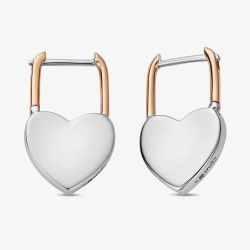 Clogau Two Colour Cariad Heart Padlock Hoop Earrings 3SCAR976
