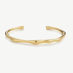 D.Louise Yellow Gold Tone Plated Stainless Steel Bamboo Bangle SKB-12-01