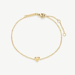 D.Louise Yellow Gold Tone Plated Stainless Steel Mini Heart Bracelet SKB-58
