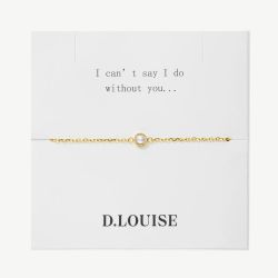 D.Louise Yellow Gold Tone Plated Stainless Steel Bridesmaid Dainty Pearl Bracelet SKB-15