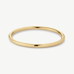 D.Louise Yellow Gold Tone Plated Stainless Steel Classic Oval M/L Bangle YBB-014-02