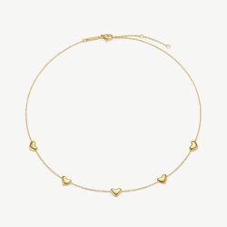 D.Louise Yellow Gold Tone Plated Stainless Steel Bubble Heart Necklace NAN-14