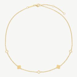 D.Louise Yellow Gold Tone Plated Stainless Steel Multi Clover Necklace SKN-35
