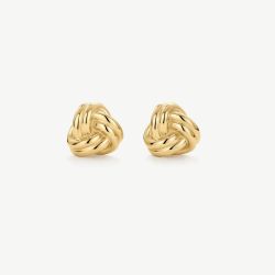 D.Louise Yellow Gold Tone Plated Stainless Steel Knot Stud Earrings YBE-14