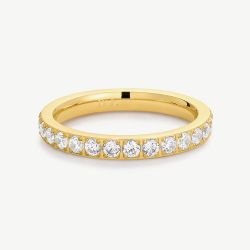 D.Louise Yellow Gold Tone Plated Stainless Steel Cubic Zirconia Eternity Ring GR-036