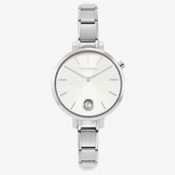 Nomination Ladies Composable Time Silver Tone Cubic Zirconia Dial Bracelet Watch 076033/017