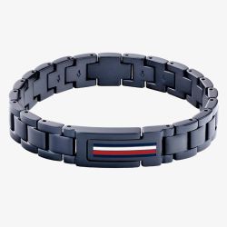 Tommy Hilfiger Mason Mens Stainless Steel Blue Tone Logo Bracelet 2790598