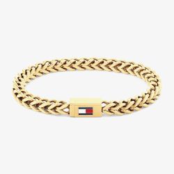 Tommy Hilfiger Gold Tone Braided Logo Clasp Bracelet 2790648