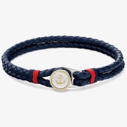 Tommy Hilfiger Nautical Blue Double Braided Leather Bracelet 2790691