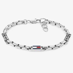 Tommy Hilfiger 3D Flag Metal Silver Tone Bracelet 2790674