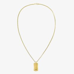 Tommy Hilfiger Mens Jameson Gold Dog Tag Necklace 2790628