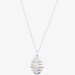 Sterling Silver & Yellow Gold Plated Cubic Zirconia Bee Hive Pendant Necklace BTH6-SL-CZ YGP