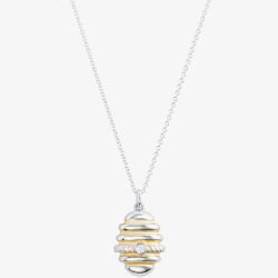 Sterling Silver & Yellow Gold Plated Cubic Zirconia Bee Hive Pendant Necklace BTH4-SL-CZ YGP