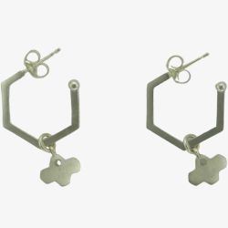 Sterling Silver Cubic Zirconia Hexagonal Tiny Bee Hoop Earrings BEH-SL-CZ