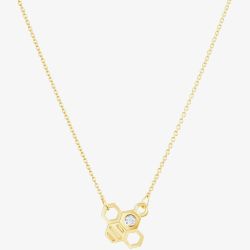 9ct Yellow Gold Diamond Large Bee Necklace BFL1-9YG-D