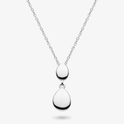Kit Heath Sterling Silver Coast Pebbles Twin Droplet Necklace 90186RP