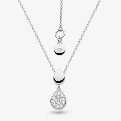 Kit Heath Sterling Silver Coast Pebbles Twin Droplet Pave Cubic Zirconia Necklace 90188CZ