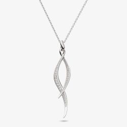 Kit Heath Sterling Silver Entwine Twine Twist Pave Cubic Zirconia Necklace 90225CZ
