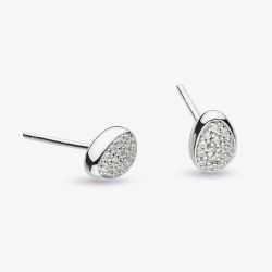 Kit Heath Sterling Silver Coast Pebbles Glisten Cubic Zirconia Pavé Stud Earrings 30188CZ