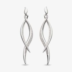 Kit Heath Sterling Silver Entwine Twine Twist Cubic Zirconia Pave Drop Earrings 50225CZ