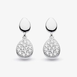 Kit Heath Sterling Silver Coast Pebble Glisten Cubic Zirconia Pave Drop Earrings 60188CZ