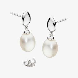 Kit Heath Sterling Silver Coast Pebble Pearl Droplet Earrings 50184FP