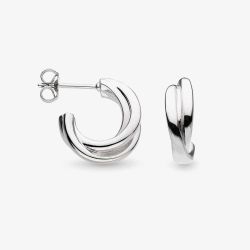 Kit Heath Sterling Silver Bevel Trilogy Hoop Earrings 6166RP
