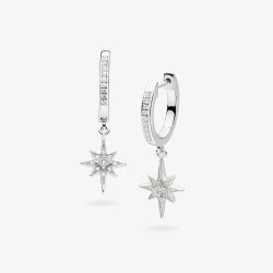 Kit Heath Silver Celeste North Star Hoop Earrings 50456CZ