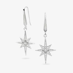 Kit Heath Silver Celeste North Star Dropper Earrings 50457CZ