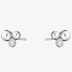Georg Jensen Moonlight Grapes Sterling Silver 0.07ct Diamond Set Earrings 20000712