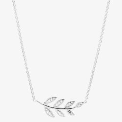 Fossil Sterling Silver Olive Branch Necklace JFS00485040