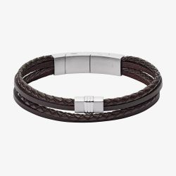 Fossil Townsman Vintage Multi Strand Brown Bracelet JF02934040