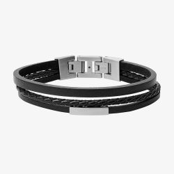 Fossil Townsman Multi Strand Black Leather Bracelet JF03322040