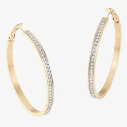 Guess Colour My Day Gold Plated Crystal 50mm Hoop Earrings JUBE02247JW YG