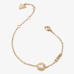 Guess Colour My Day Gold Plated Crystal Logo Chain Bracelet JUBB02246JW YG L
