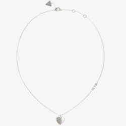 Guess Lovely Silver Tone Pave Crystal Heart Necklace UBN03035RH